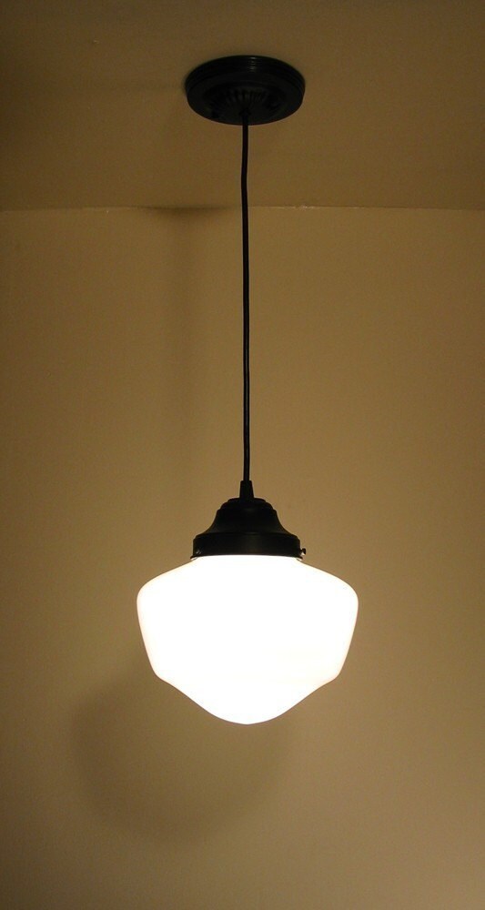 Original Schoolhouse |7"| Milk Glass PENDANT LIGHT Fixture