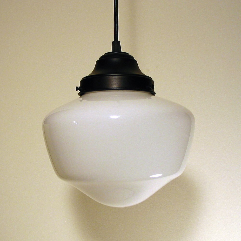 Original Schoolhouse |7"| Milk Glass PENDANT LIGHT Fixture