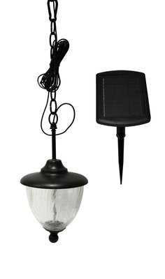Classy Caps HL152 Solar Hanging Chandelier, Black Aluminum & Glass for Gazebo, Pergola, Porch