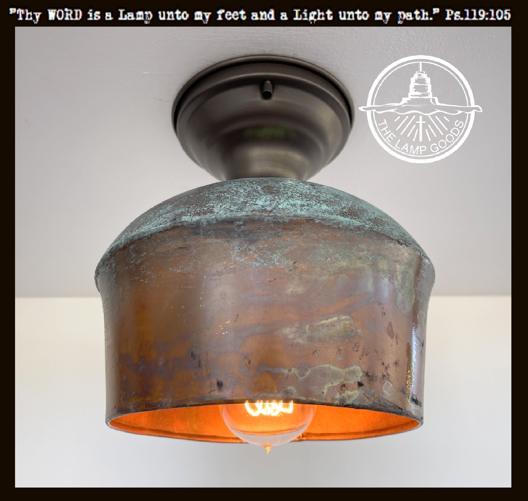 Modern Handcrafted Copper Ceiling Light with Chain | 8.5"