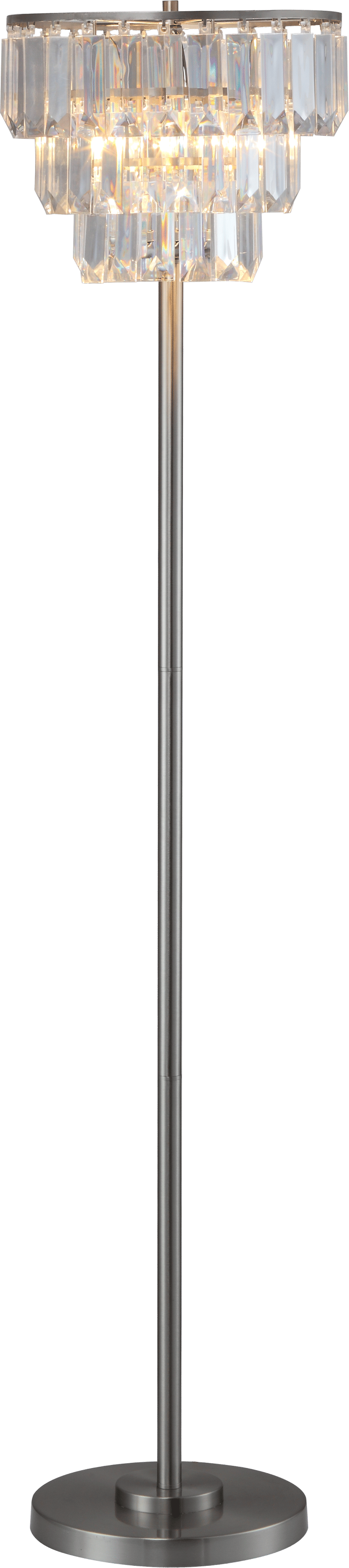 Sh Lighting Crystal Inspired Contemporary Lamp – Features Faux Crystal Shade And Brushed Steel Base - Great For Living Rooms, Bedrooms, Or Study Rooms (Clear, 60.5&quot;H Floor Lamp)