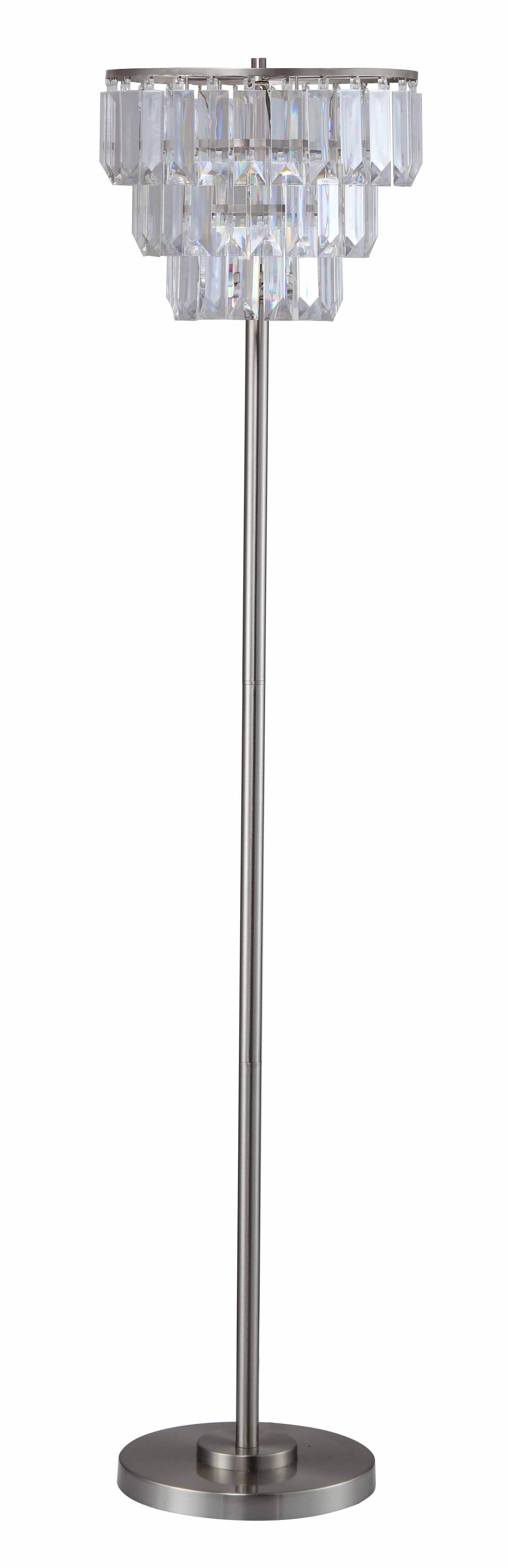 Sh Lighting Crystal Inspired Contemporary Lamp – Features Faux Crystal Shade And Brushed Steel Base - Great For Living Rooms, Bedrooms, Or Study Rooms (Clear, 60.5&quot;H Floor Lamp)