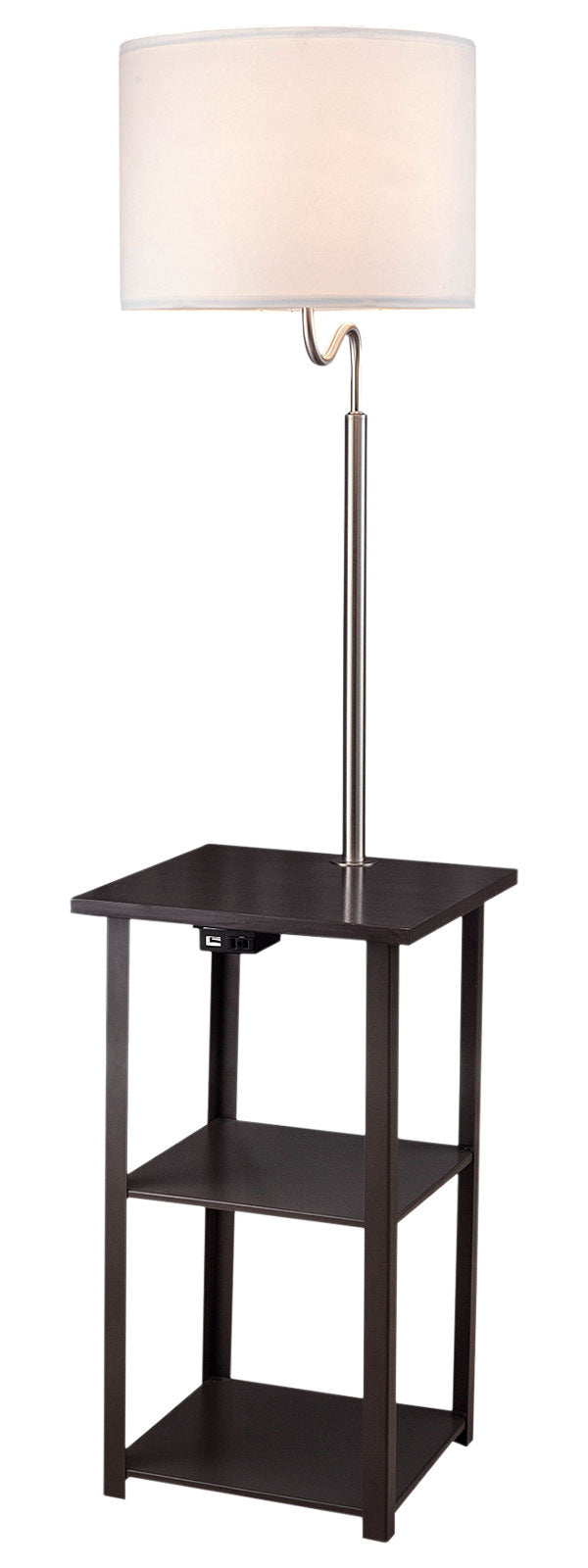 SH Lighting Square End Table Lamp Combo with USB Port & Power Outlet, 58in Tall, Metal, Cappuccino Brown
