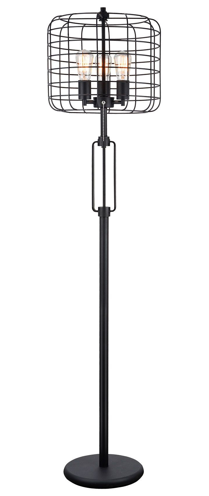 Sh Lighting Cast Iron Style Three Light Floor Lamp - Includes Modern Edison Bulbs - 65&quot; Tall Great For Rustic Style Rooms Or Bedrooms - Black