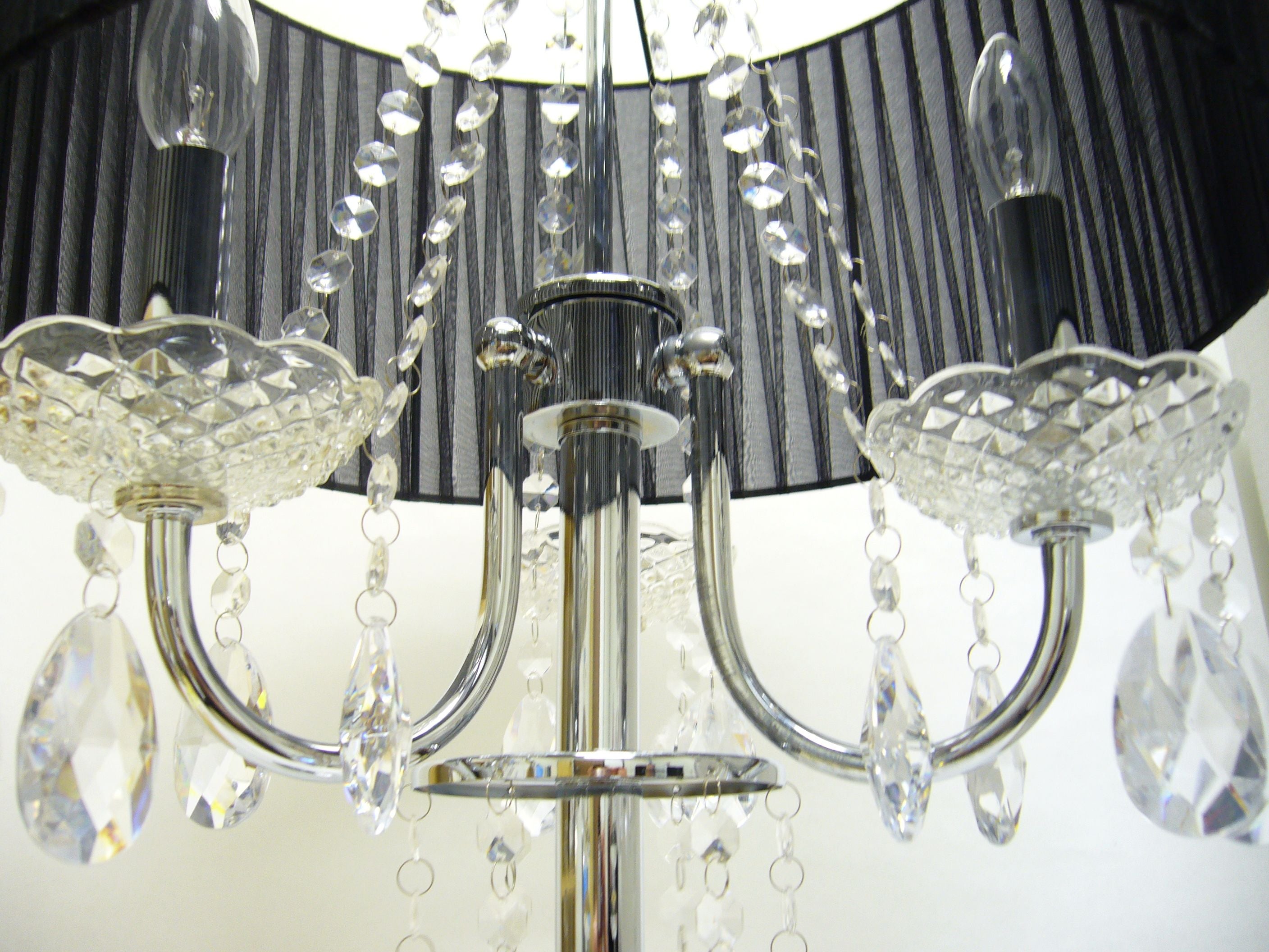 Sh Lighting 6733T-Bk(U) Crystal Inspired 3-Bulb Table Touch Lamp, 29.5&quot;H, Black/Chrome