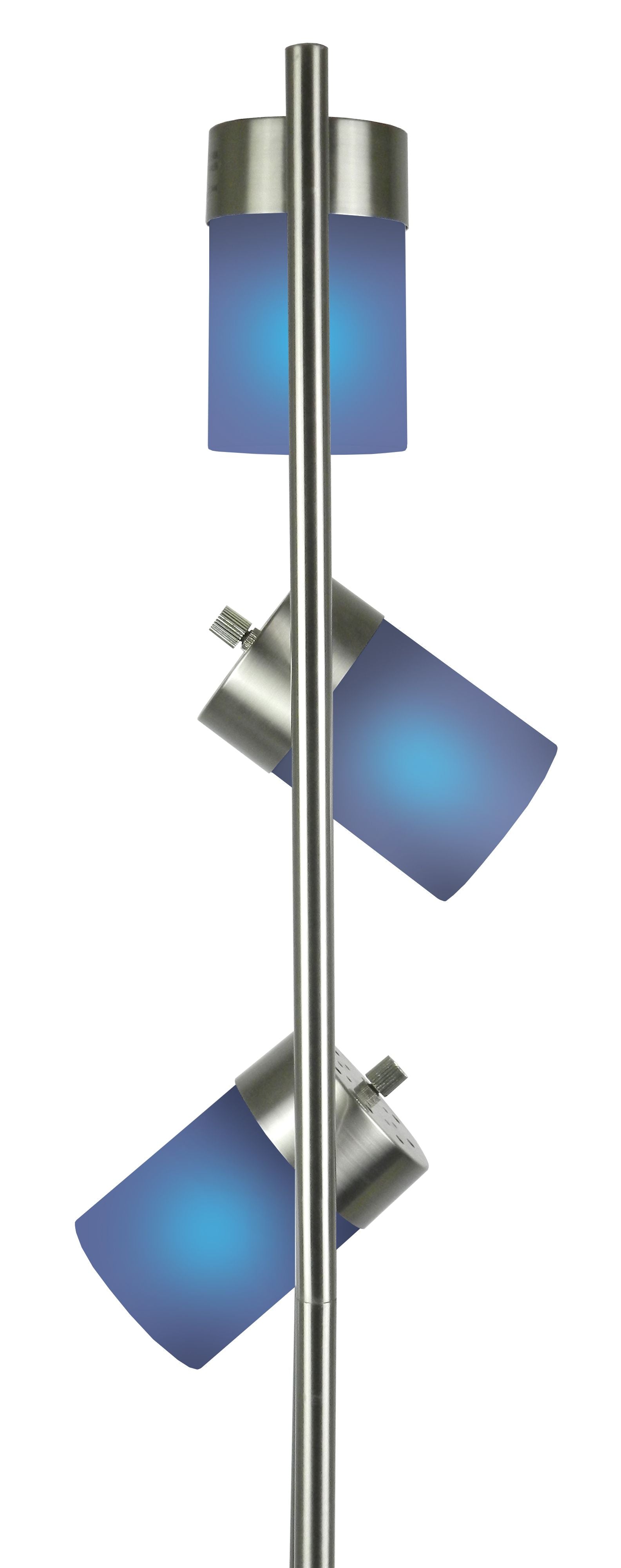 Sh Lighting 2-Way Adjustable Stained Shade Floor Lamp - Features Three Lights With Multiple Light Directions - 63" Tall Great Fit For Living Or Bedrooms - Blue