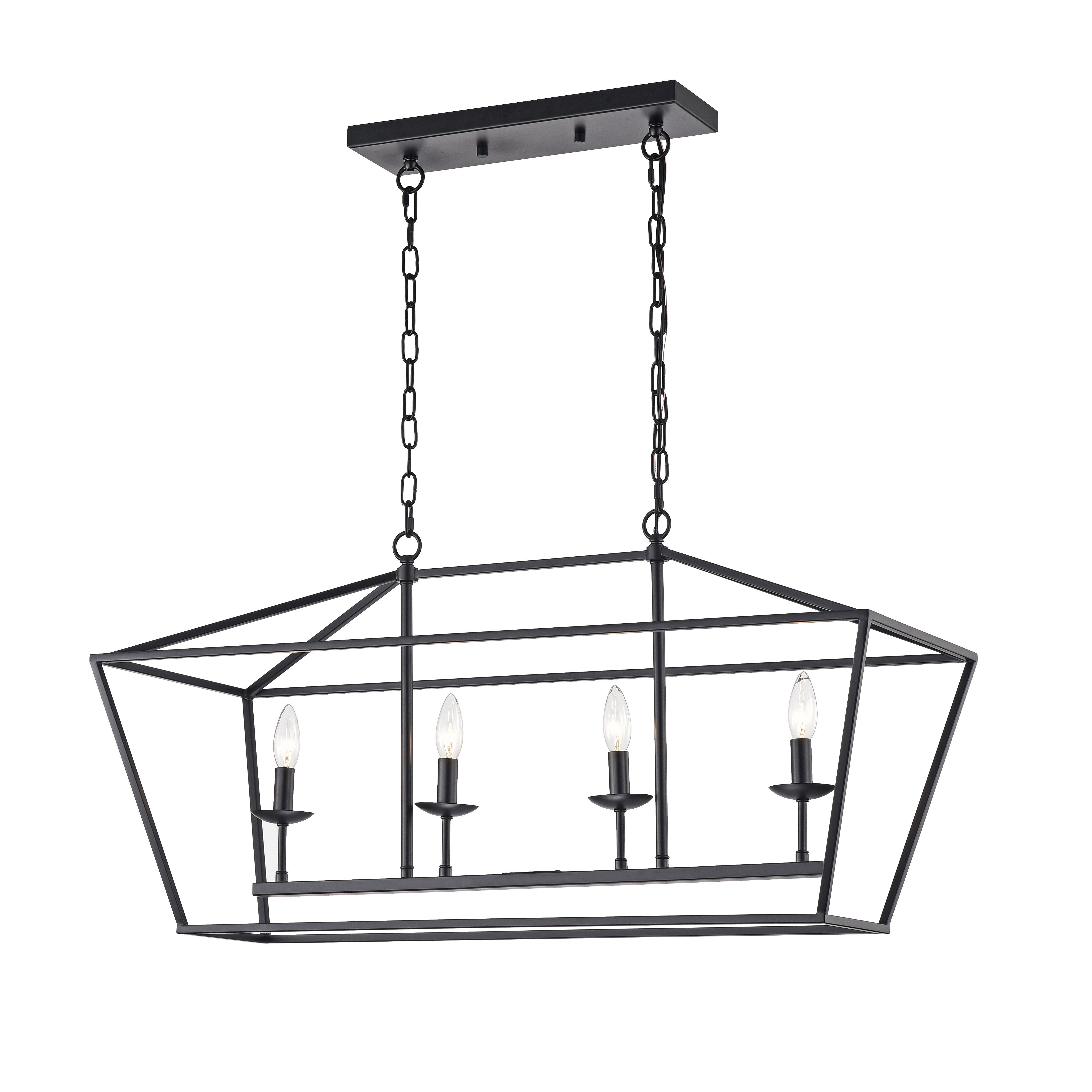 Warehouse Of Tiffany Hm231/4Mb Pixie 36 Inch Matte Black With 4 Light Chandelier