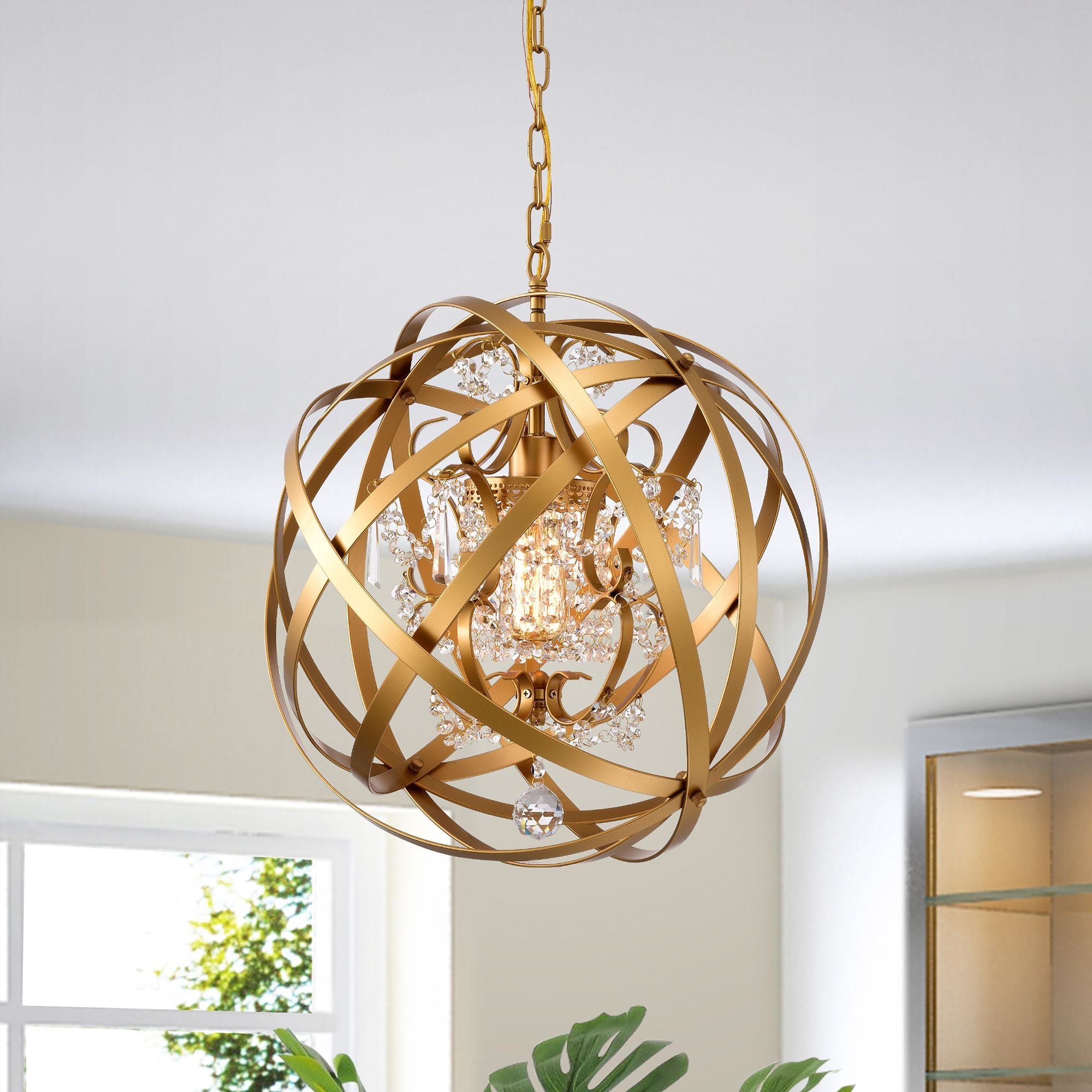 Warehouse Of Tiffany Hm234/1Mg Verite 19 Inch Matte Gold With 1 Light Globe Metal Shade Chandelier