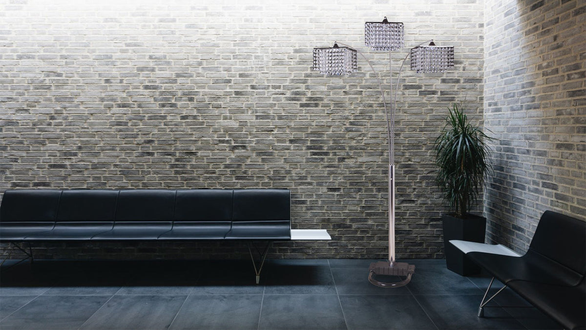 84H 3-SHADE cRYSTAL INSPIRED ARcH FLOOR LAMP (1 PccTN261 cu Ft3463 gW lbs)(D0102H5QWcP)