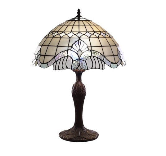 Warehouse Of Tiffany 1724+Bb09 Tiffany-Style Pearl White Baroque Table Lamp, Brown
