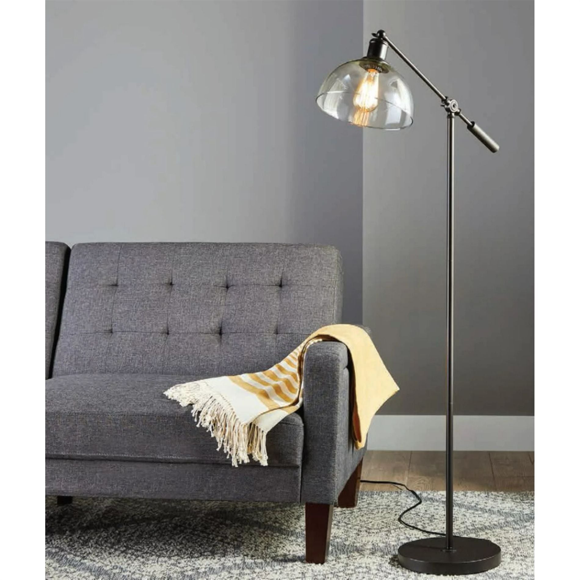 Bronze Task Floor Lamp, glass Shade(D0102H5XIH6)