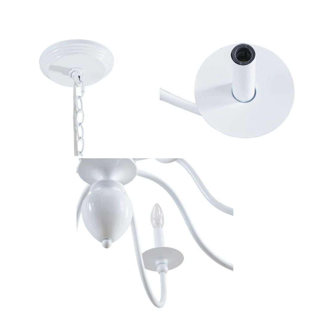 Martha Stewart Glossy White Farmhouse Chandelier, 8 Bulb Adjustable Ceiling Light Fixture