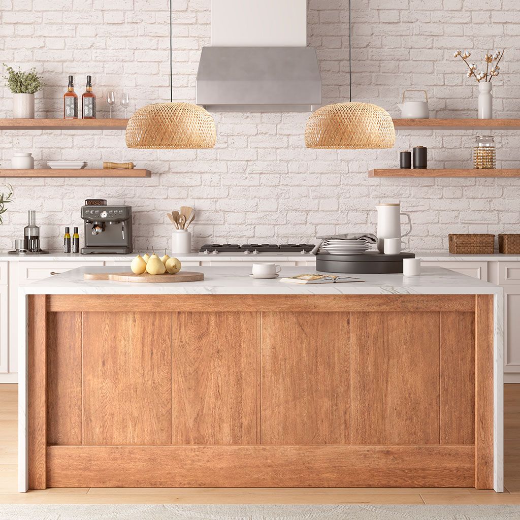 Ink+Ivy Astrid Farmhouse Iron Rattan Pendant Light Fixtures For Kitchen Island, Bowl Shaped Bamboo Shade Hanging Ceiling Light, Dining, Foyer, Bath, Bedroom Cottage Mid-Century Home Decor - Natural