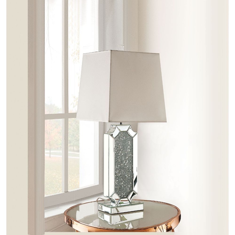 AcME Noralie Table Lamp in Mirrored & Faux Diamonds 40216(D0102H7cgHX)