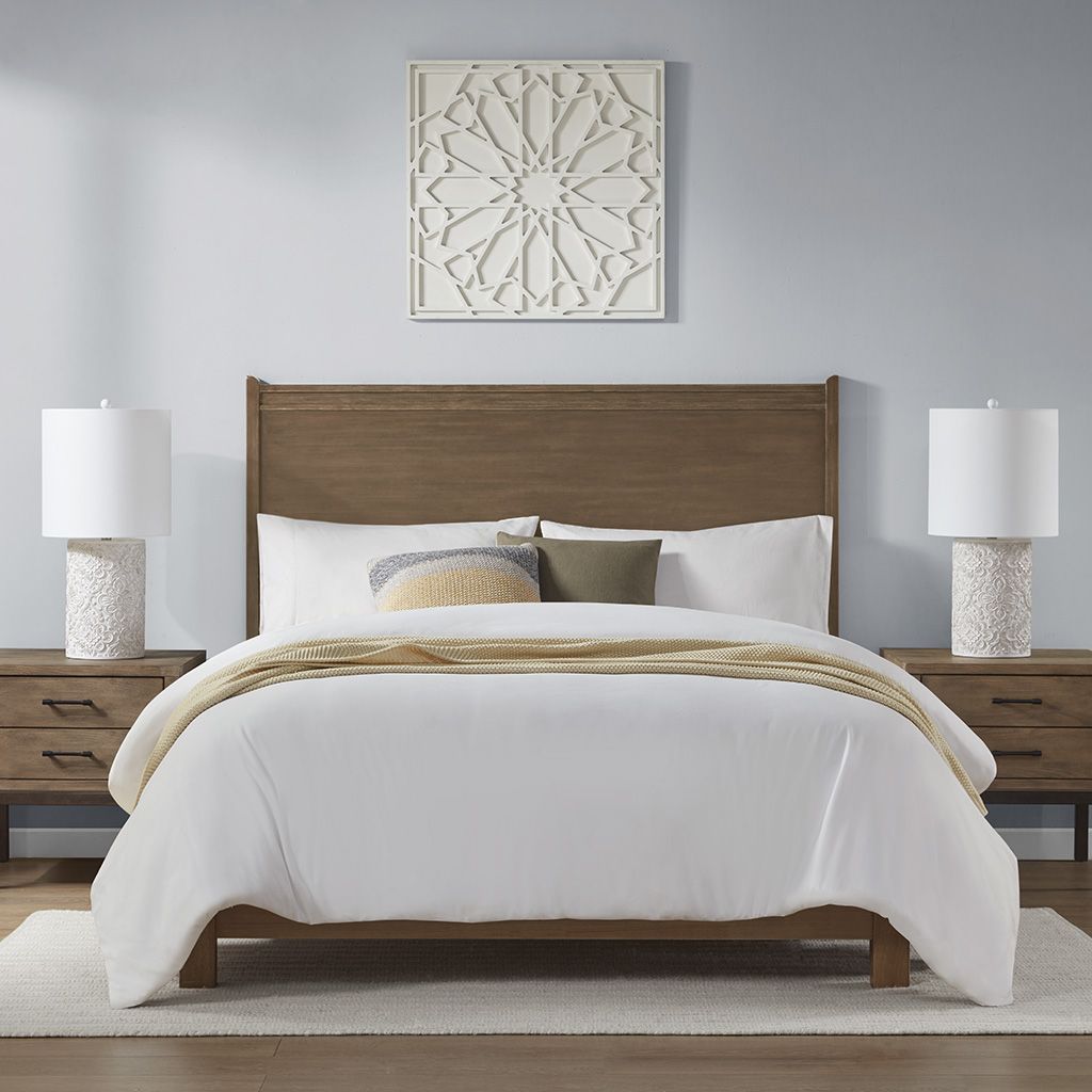 Hampton Hill Floral Table Lamp For Bedroom Nightstand, Living Room, Round Cotton Blend Shade, Embossed Resin Decorative Bedside Lamps, 3 Way Dimmable Lamp Rotary Switch, House Decor - Ivory Ashbourne