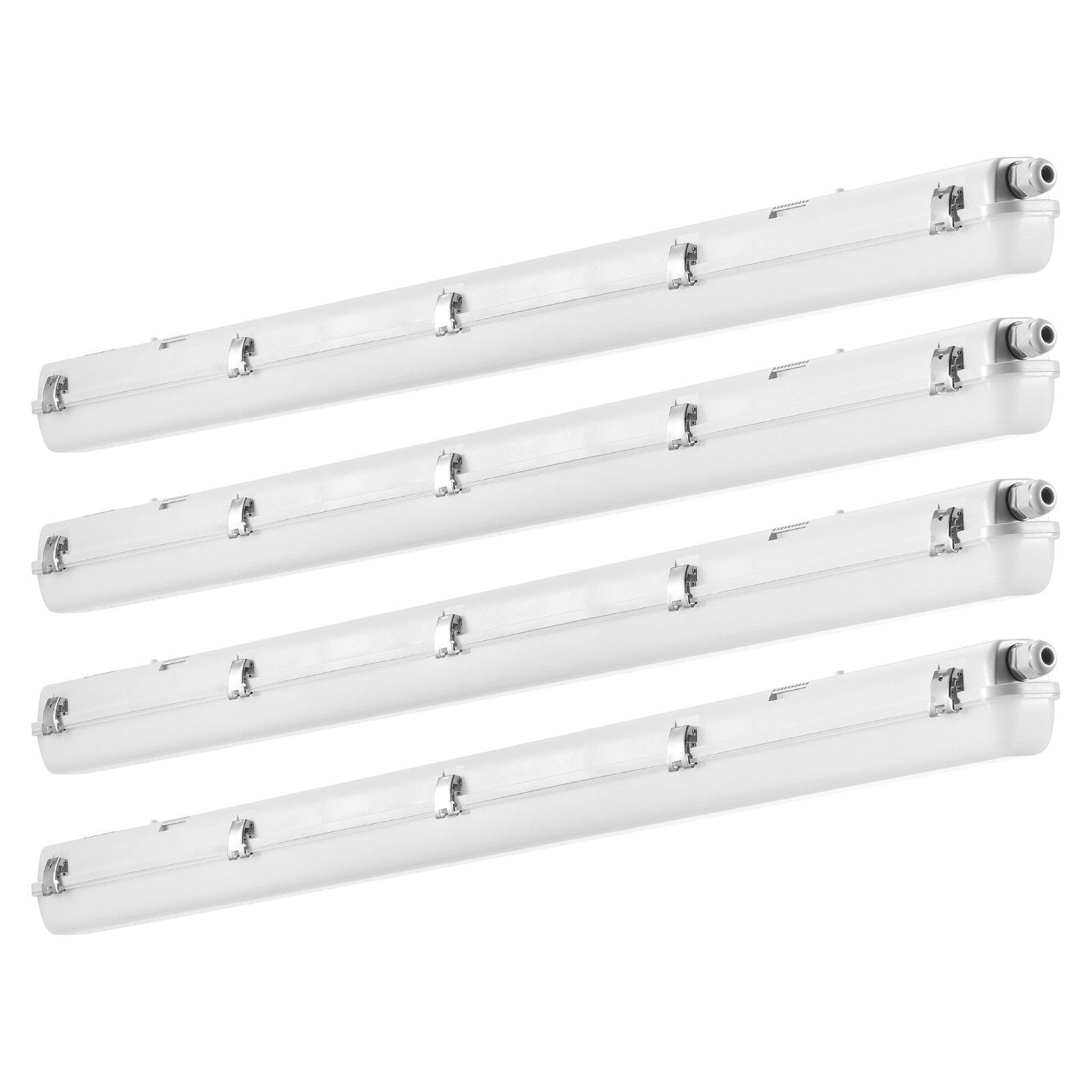 Vevor 4Ft Led Vapor Tight Light, 60W/50W/40W Selectable, 5000K Vapor Proof Light Fixture With 5400/6400/7400Lm Adjustable, Ip65 Waterproof For Parking Lot Warehouse Walk-In Freezer Car Wash, 4-Pack