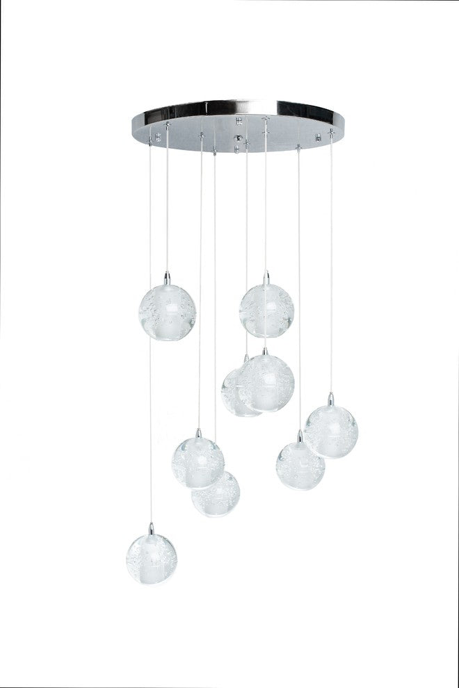 Finesse Decor 9 Light Crystal Spheres Chandelier // Round Chrome Canopy
