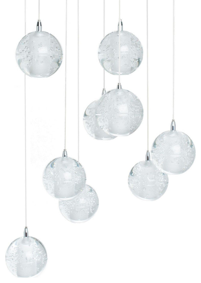 Finesse Decor 9 Light Crystal Spheres Chandelier // Round Chrome Canopy