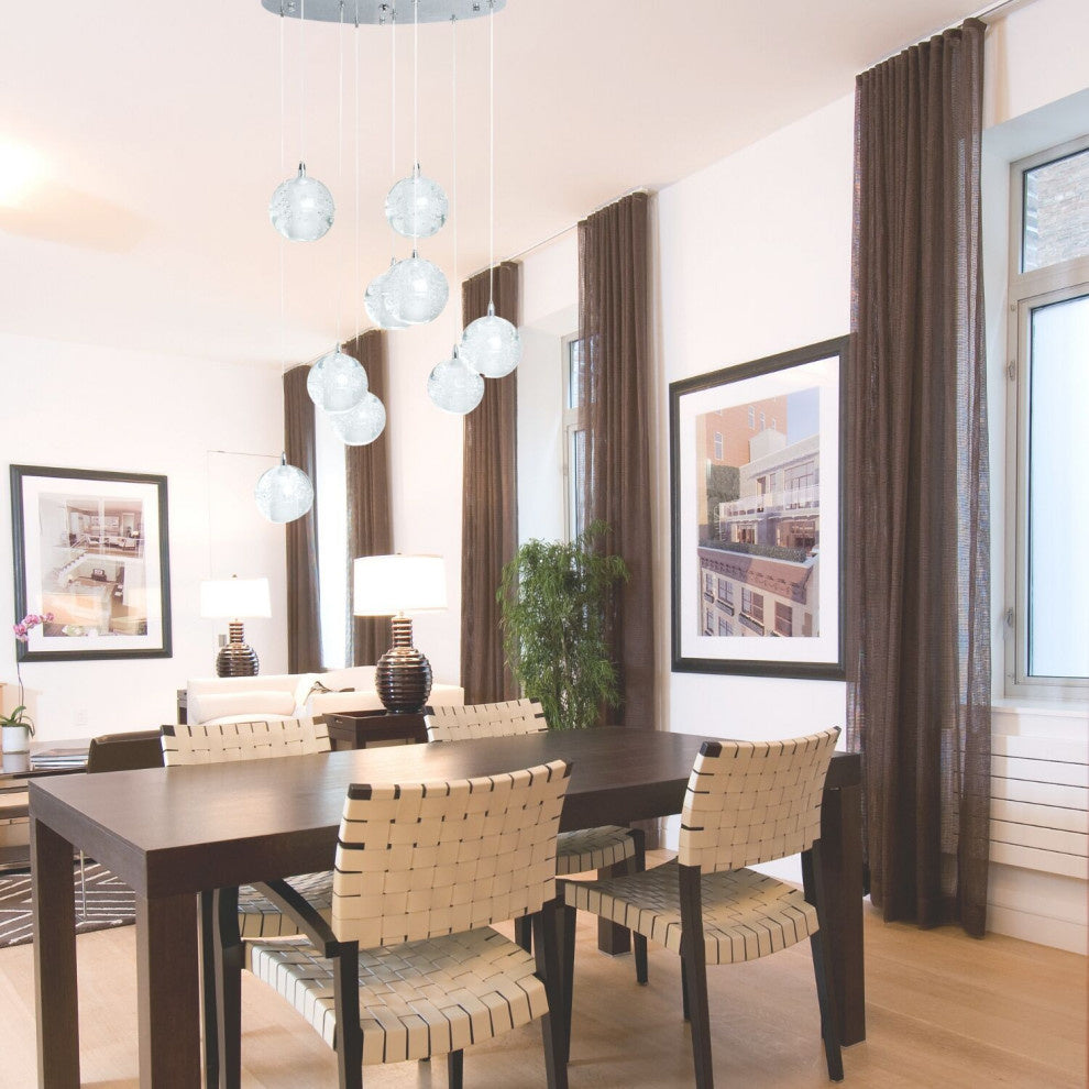 Finesse Decor 9 Light Crystal Spheres Chandelier // Round Chrome Canopy