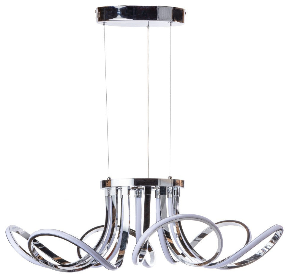Finesse Decor Flower Chandelier Lighting, Modern Abstract Art, 12in, Floral Chrome, Model CH-801