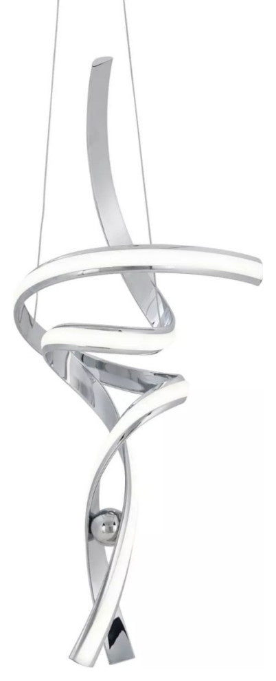 Finesse Decor Chrome LED Chandelier, 4000K Light, Dimmable, Max Hanging Length 10 Feet, Model CH-001, Silver Metal