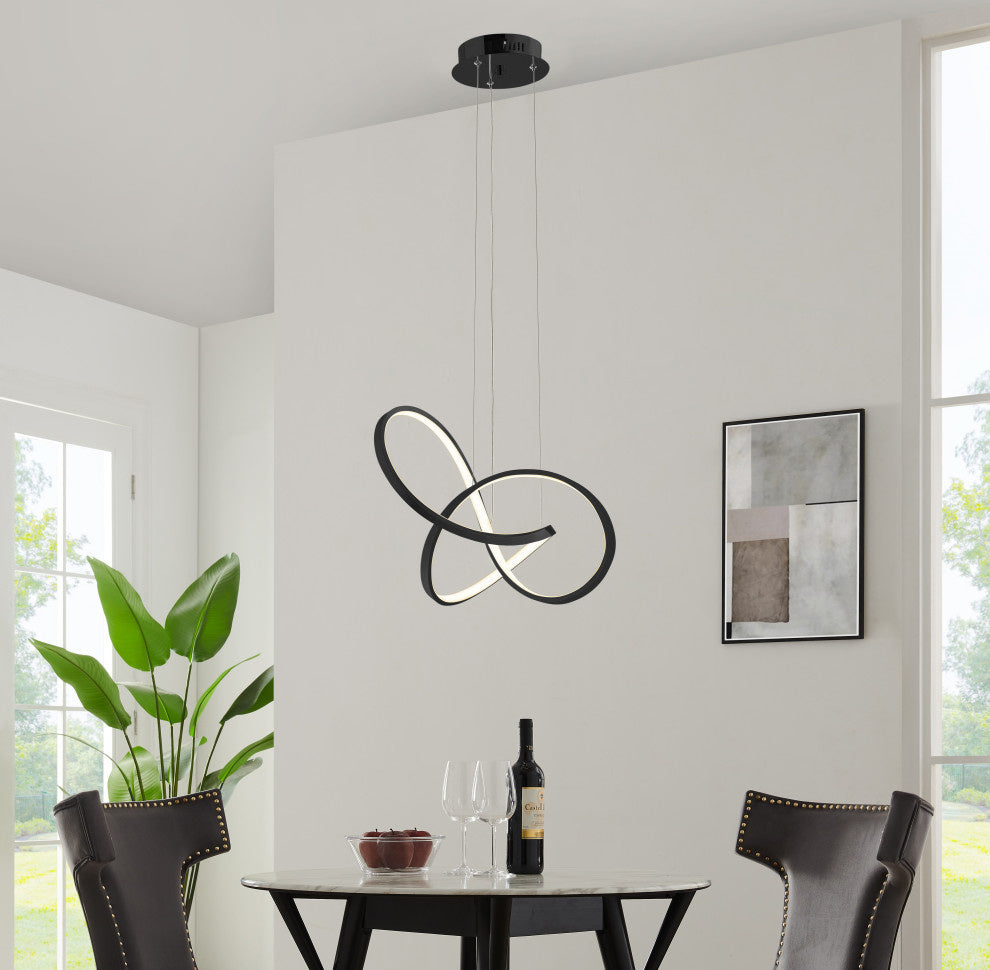 Knotted Led Dimmable Chandelier - Black