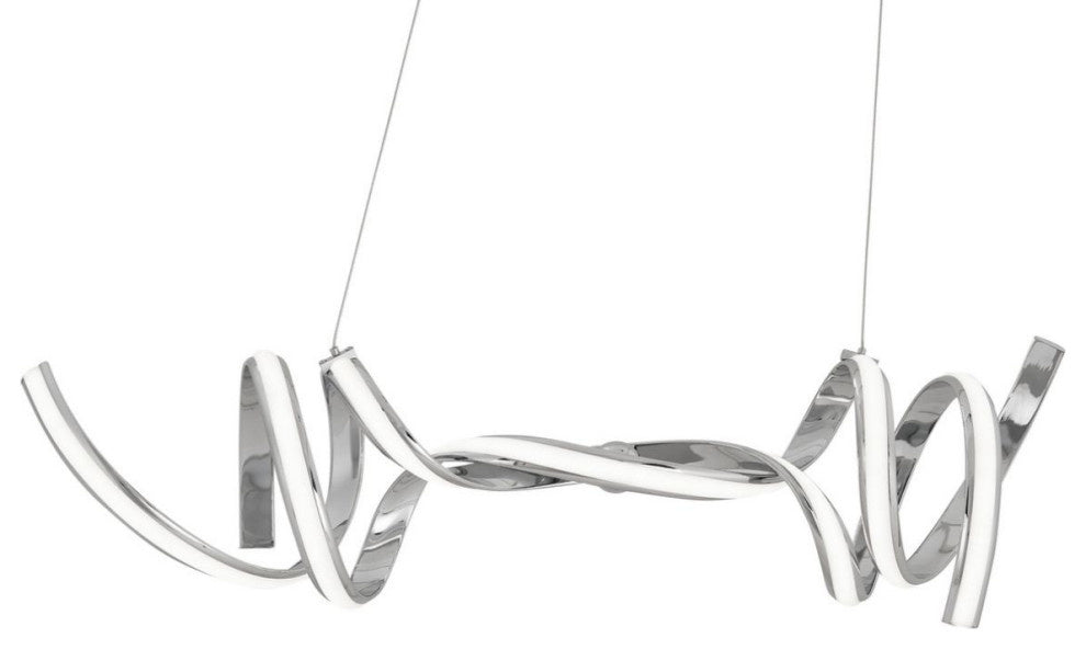 Finesse Decor Chrome Led Athens Chandelier- Max Hanging Length 10 Feet- 4000K Light- Dimmable