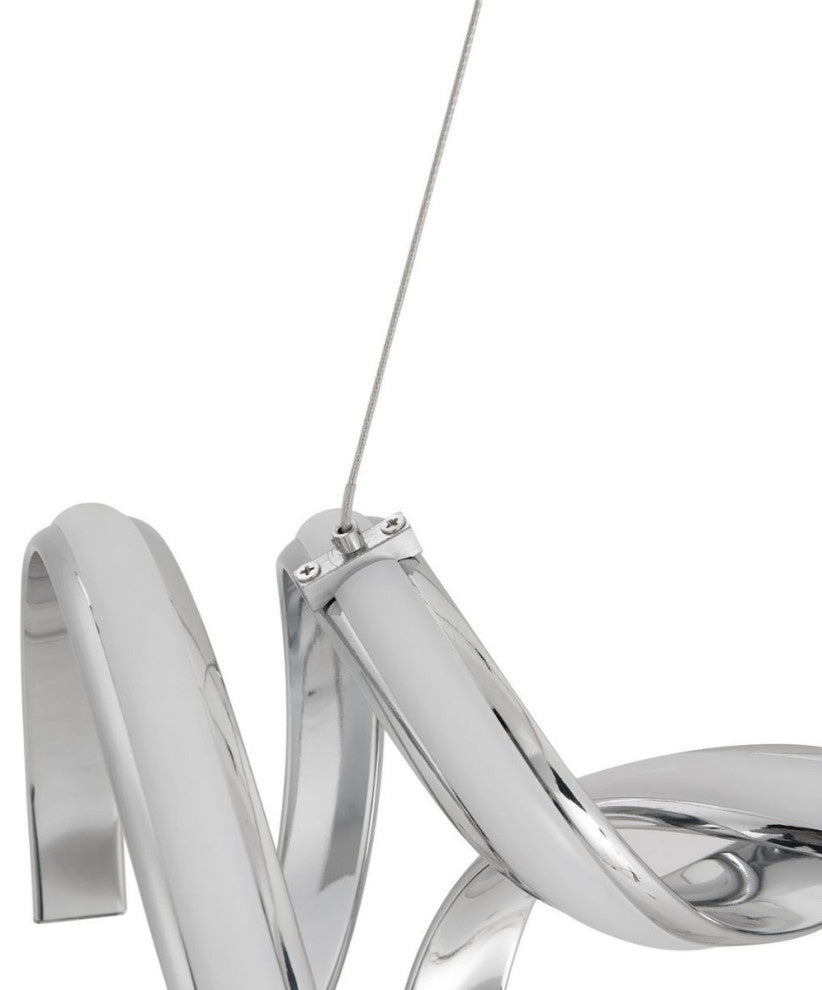 Finesse Decor Chrome Led Athens Chandelier- Max Hanging Length 10 Feet- 4000K Light- Dimmable
