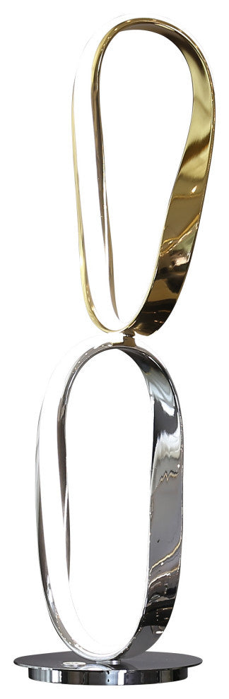 Finesse Decor Table Lamp with Chrome & Gold Finish, Natural White LED Strip, Touch Dimmer, Model TL-00-6089, Silver