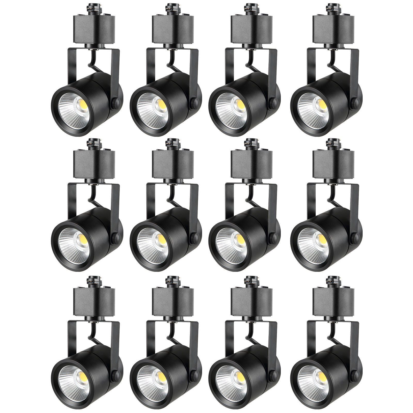 Vevor Led Track Lighting Heads, 6.5W 3000K 470Lm Warm White, Dimmable H Type Track Light Head, Cri85+ True Color Rendering Adjustable Tilt Angle Track Lighting Fixture For Accent Retail, 12 Pack Black