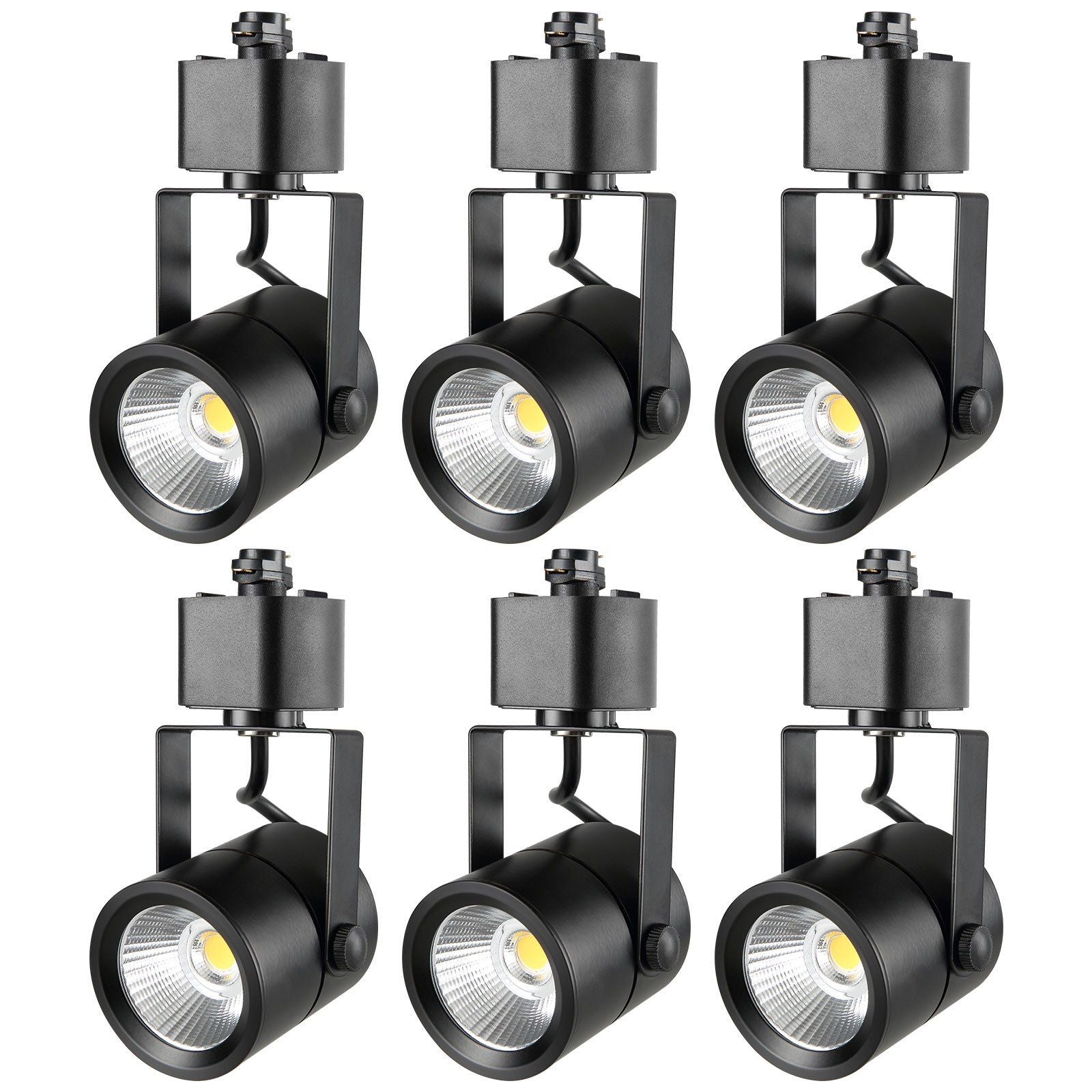 VEVOR 6.5W Dimmable LED Track Lighting Heads, 3000K Warm White, 470lm, Adjustable Tilt, 6 Pack, Black - Perfect for Retail Accent Lighting