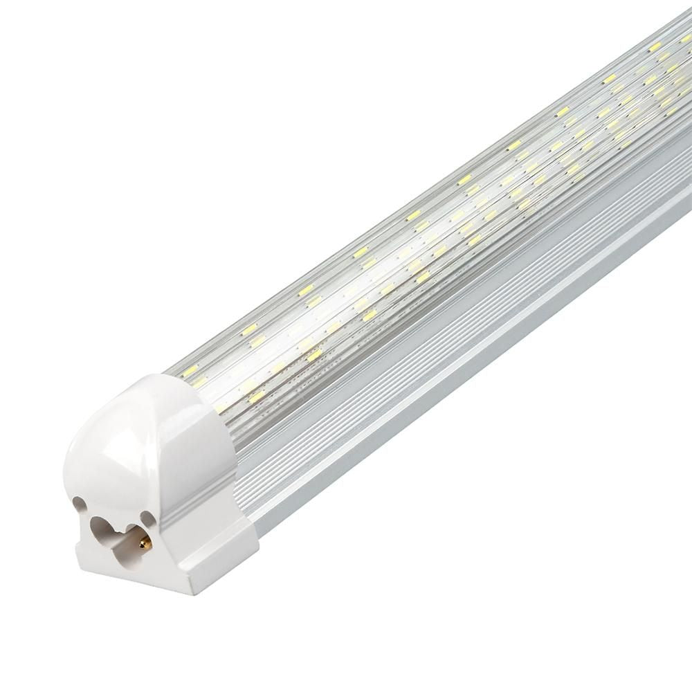 LED Linkable Integrated Tube Light Yonah Series | 8ft | 60Watt | 8400Lumens | 6500K | Striped Lens | Pack of 4(D0102HP6UWG.)