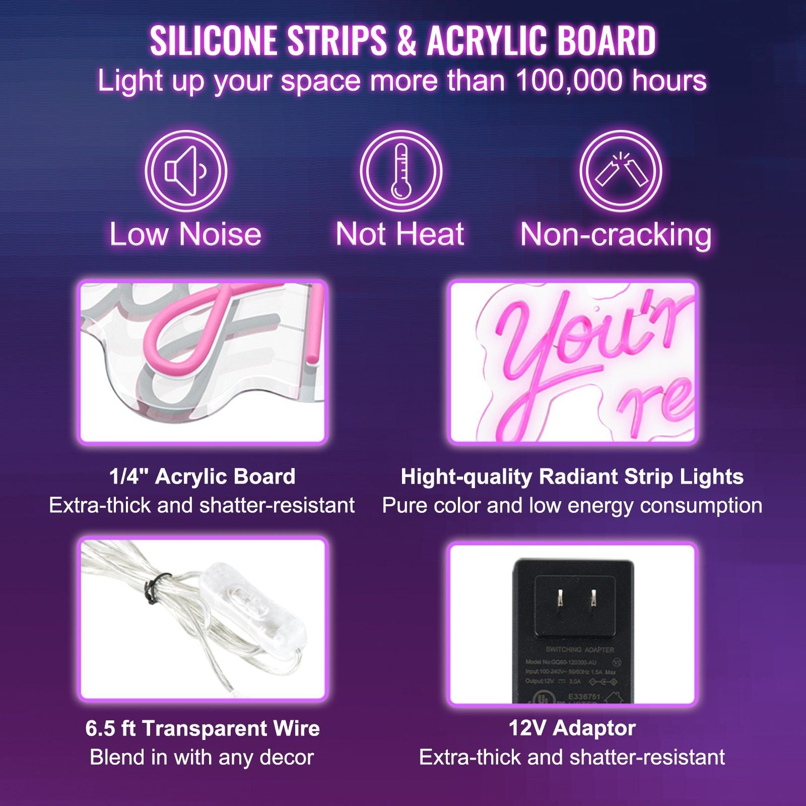 Vevor You'Re Like Really Pretty Neon Sign, 27.5&quot; X 12&quot; Pink Led Neon Signs For Wall Decor, Large Lights Sign With Remote Control And Power Adapter, Used For Party, Wedding, Living Room, Office