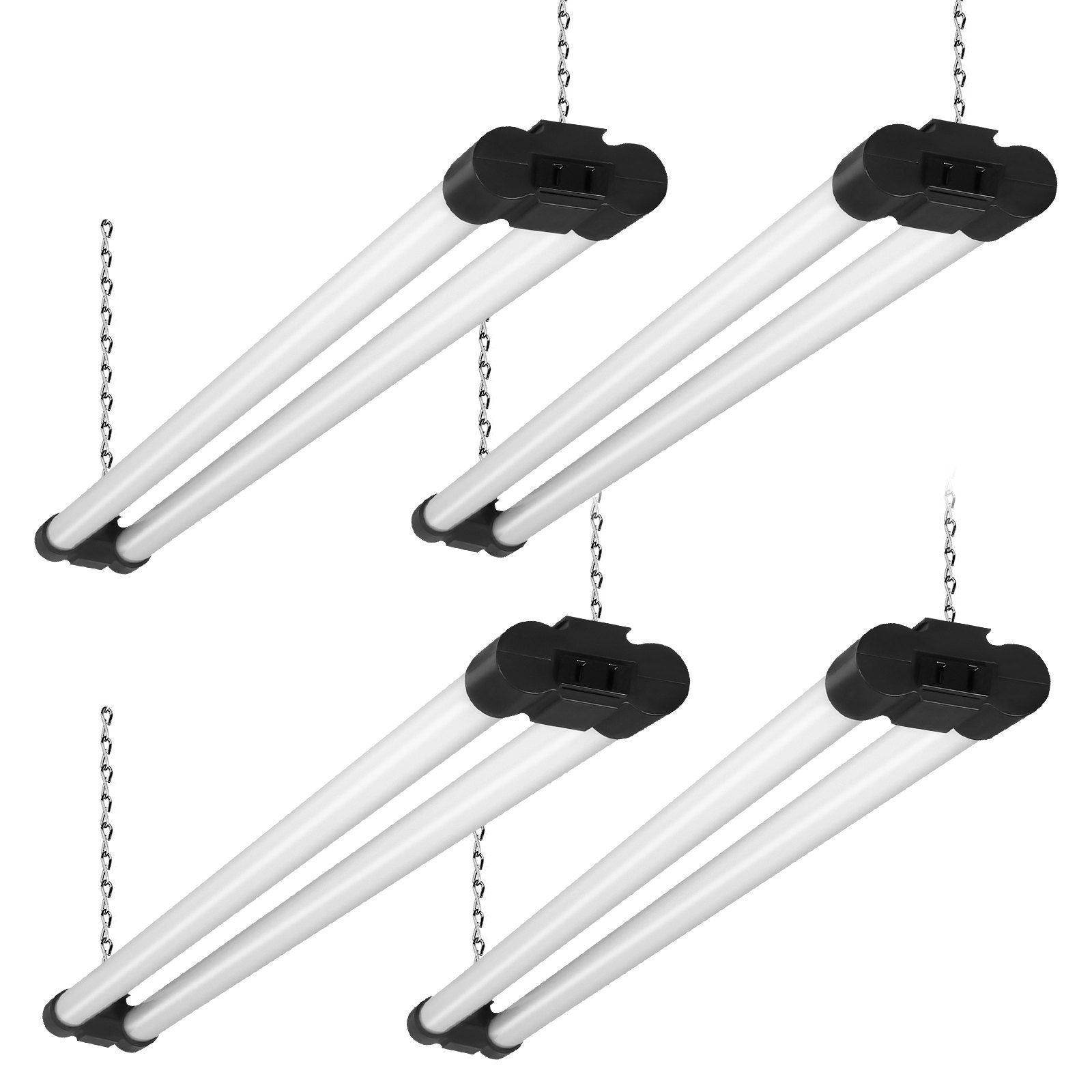 VEVOR 4 Pack LED Shop Light, 4 FT, 40W Linkable Shop Light Fixture, 4500 LM Surface & Hanging Mount Ceiling Lights 59 in Power C