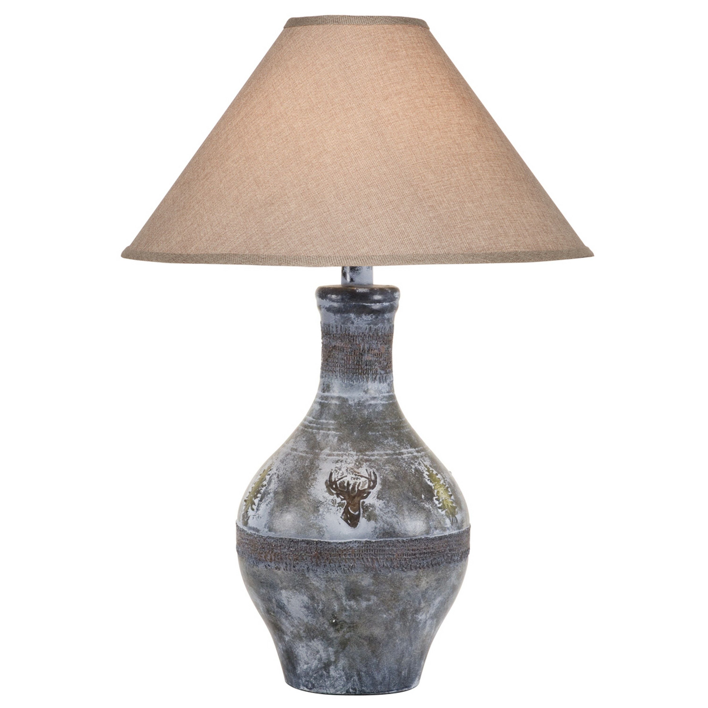 Niek 30 Inch Hydrocal Table Lamp, Empire Shade, Urn Base, Gray Wash Finish