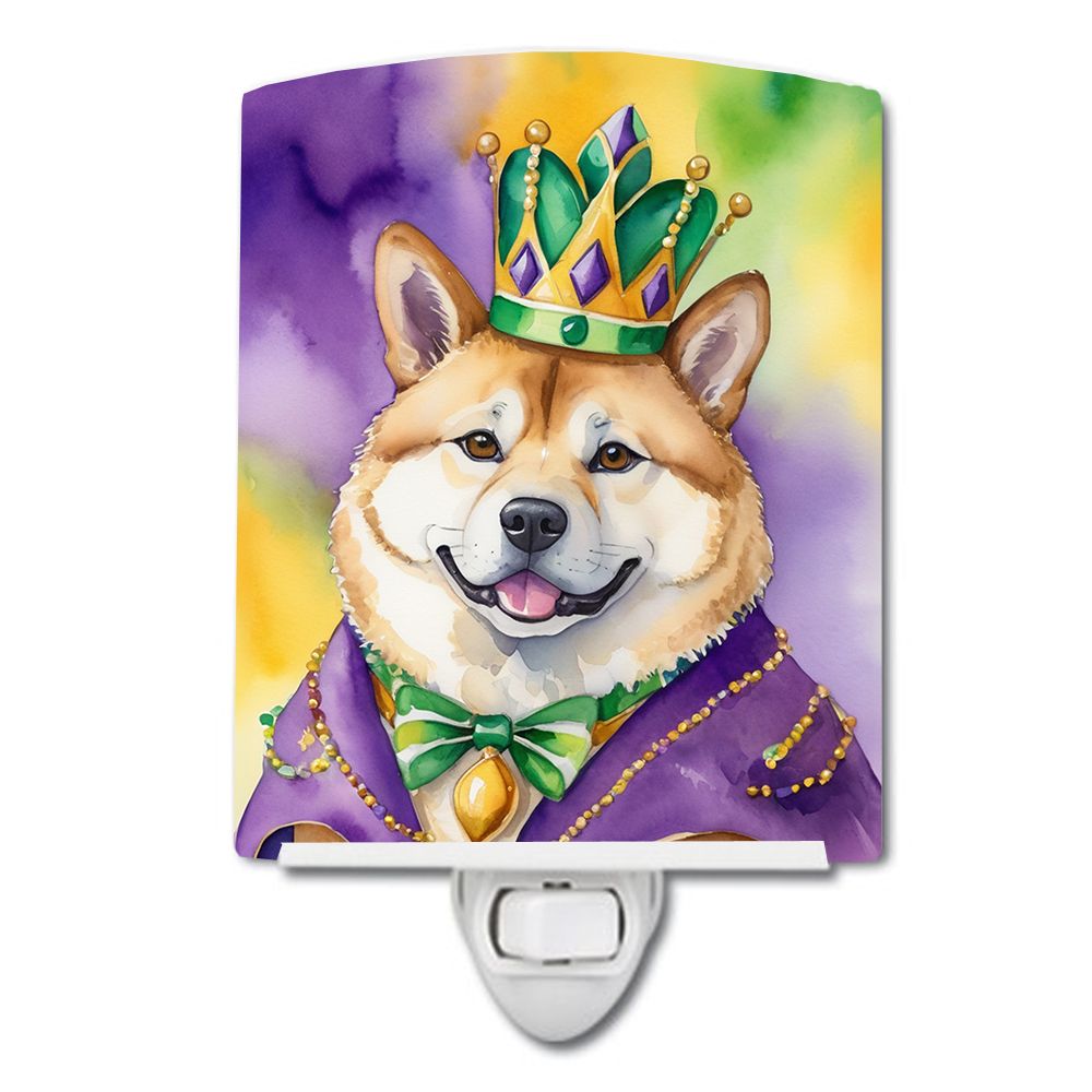 NEW Akita King of Mardi Gras Ceramic Night Light Compact, UL-Certified, Ideal for Bedroom, Bathroom, Nursery, Hallway, Kitchen, 
