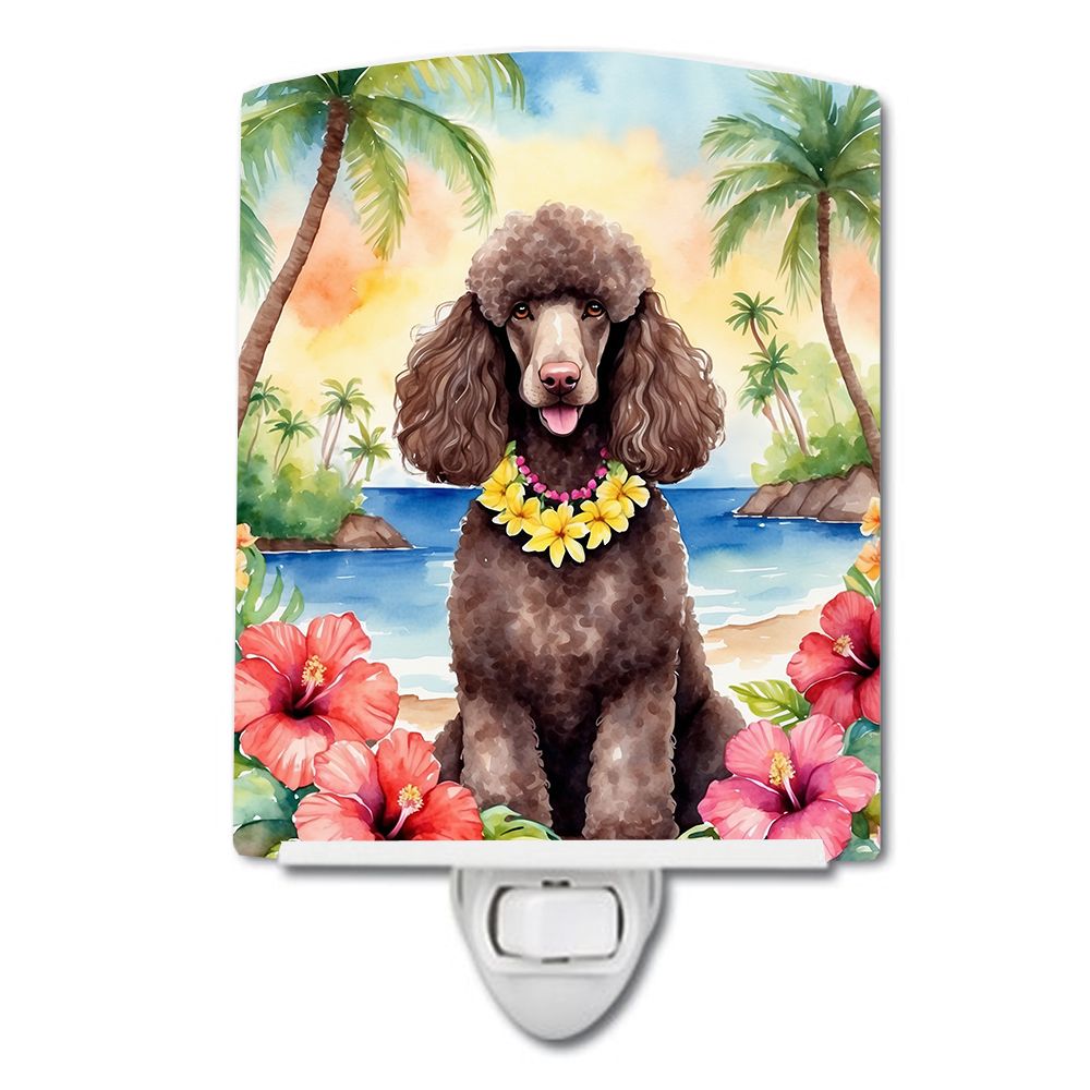 NEW Chocolate Poodle Luau Ceramic Night Light Compact, UL-Certified, Ideal for Bedroom, Bathroom, Nursery, Hallway, Kitchen, 6x4