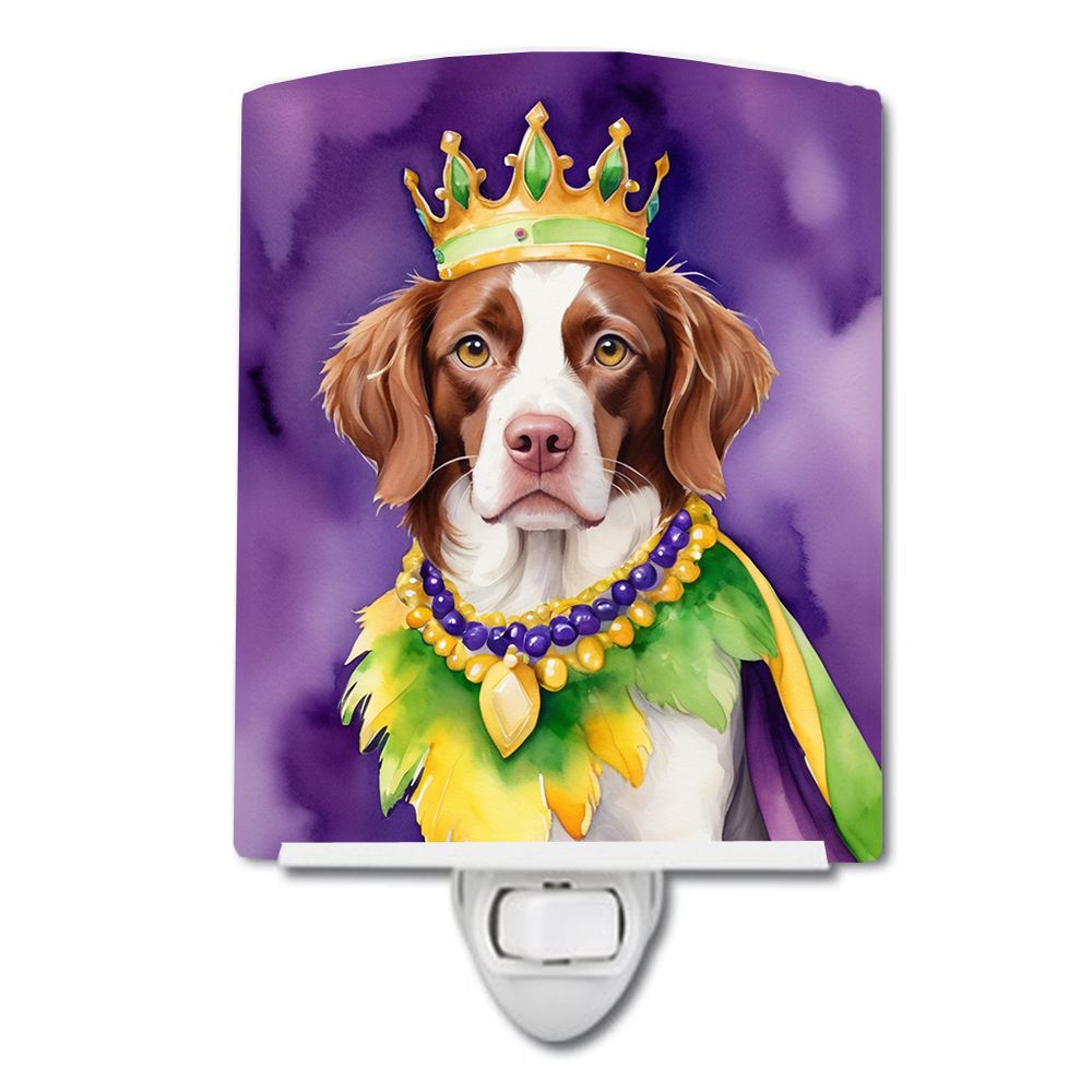 NEW Brittany Spaniel King of Mardi Gras Ceramic Night Light Compact, UL-Certified, Ideal for Bedroom, Bathroom, Nursery, Hallway