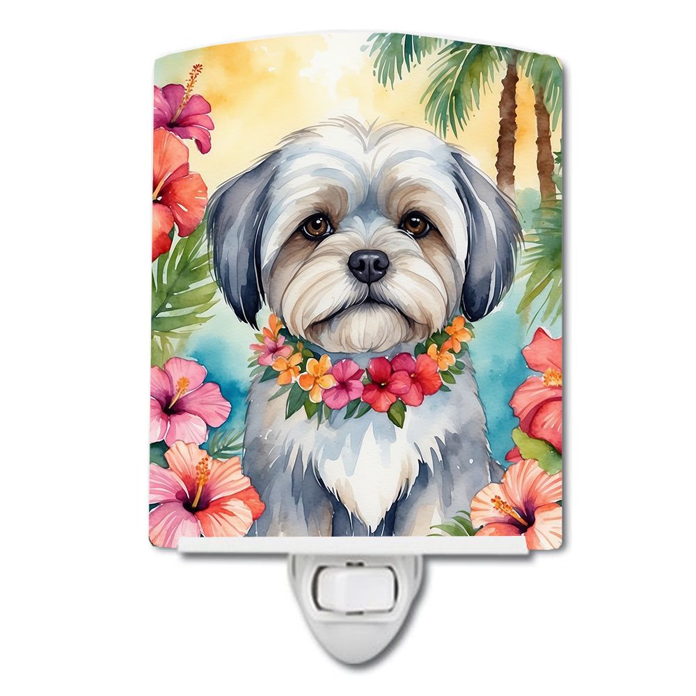NEW Lhasa Apso Luau Ceramic Night Light Compact, UL-Certified, Ideal for Bedroom, Bathroom, Nursery, Hallway, Kitchen, 6x4x3, Mu
