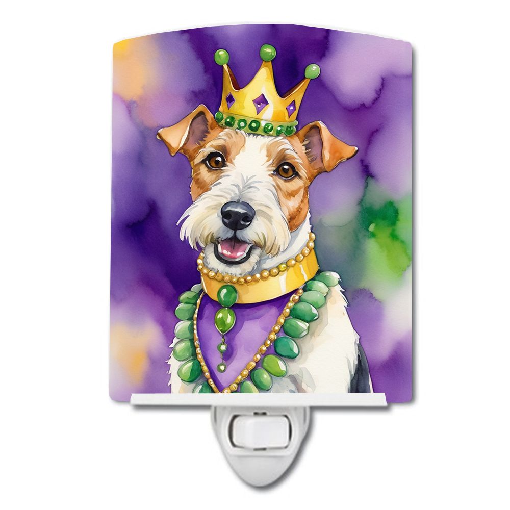 NEW Fox Terrier King of Mardi Gras Ceramic Night Light Compact, UL-Certified, Ideal for Bedroom, Bathroom, Nursery, Hallway, Kit