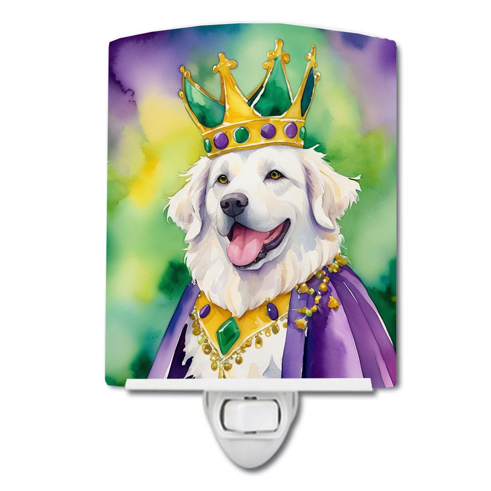 NEW Kuvasz King of Mardi Gras Ceramic Night Light Compact, UL-Certified, Ideal for Bedroom, Bathroom, Nursery, Hallway, Kitchen,