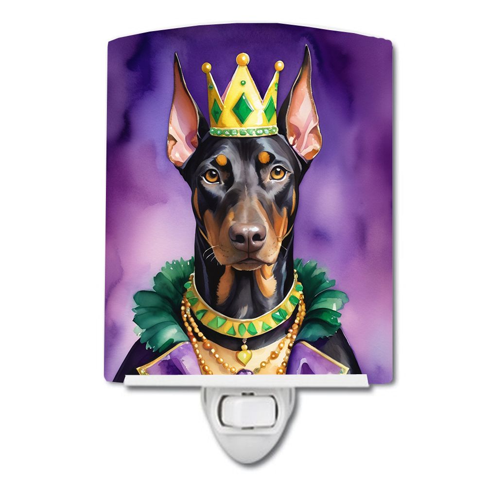 NEW Doberman Pinscher King of Mardi Gras Ceramic Night Light Compact, UL-Certified, Ideal for Bedroom, Bathroom, Nursery, Hallwa