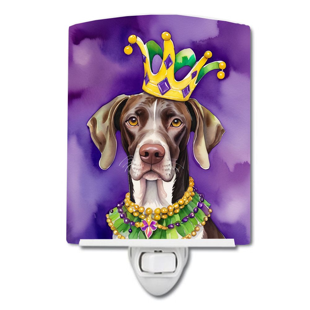 NEW German Shorthaired Pointer King of Mardi Gras Ceramic Night Light Compact, UL-Certified, Ideal for Bedroom, Bathroom, Nurser