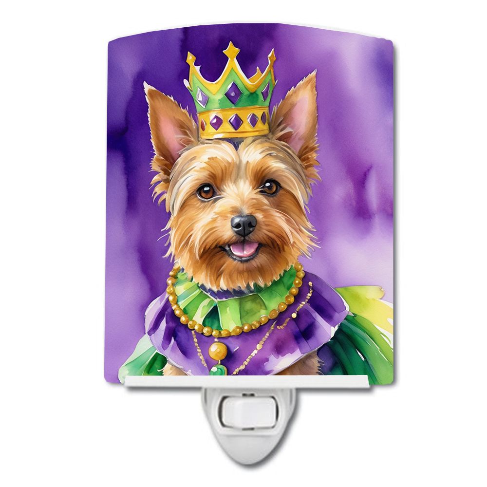 NEW Australian Terrier King of Mardi Gras Ceramic Night Light Compact, UL-Certified, Ideal for Bedroom, Bathroom, Nursery, Hallw