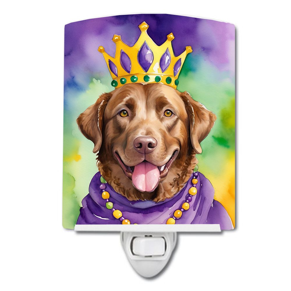 NEW Chesapeake Bay Retriever King of Mardi Gras Ceramic Night Light Compact, UL-Certified, Ideal for Bedroom, Bathroom, Nursery,