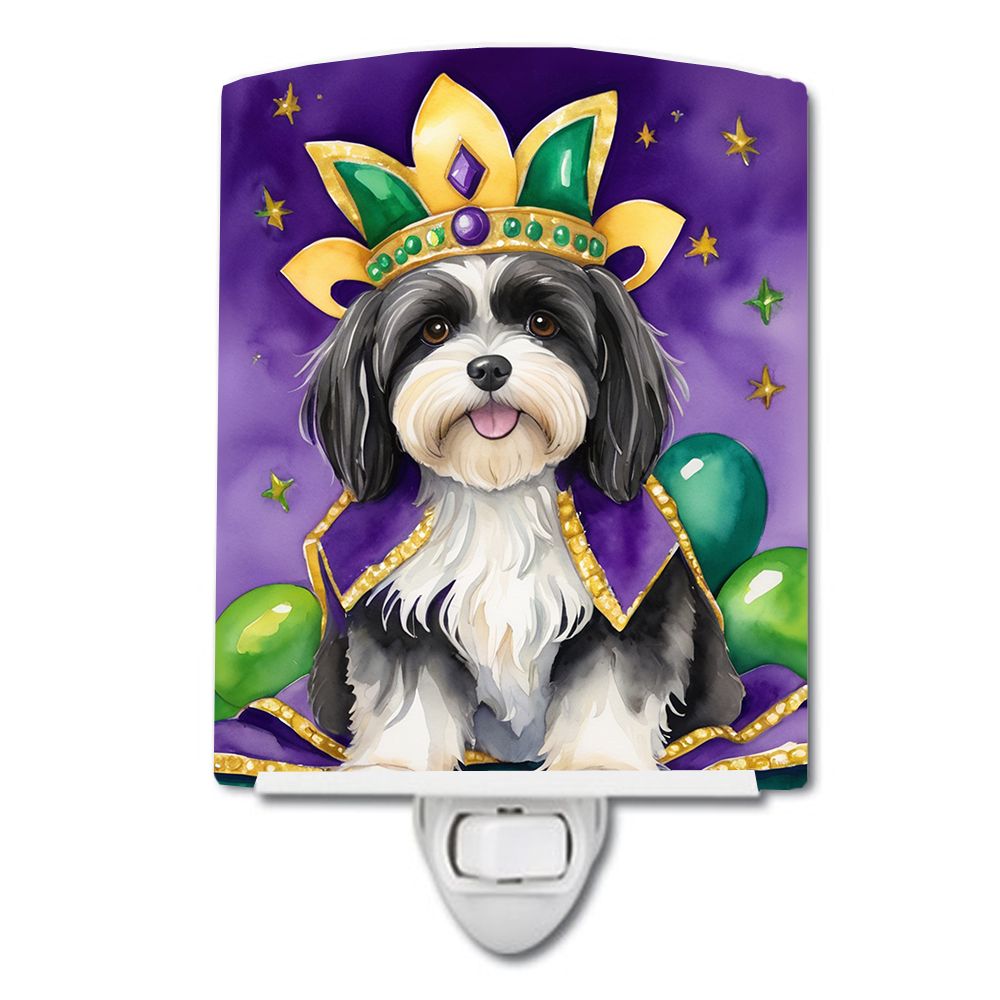 NEW Havanese King of Mardi Gras Ceramic Night Light Compact, UL-Certified, Ideal for Bedroom, Bathroom, Nursery, Hallway, Kitche