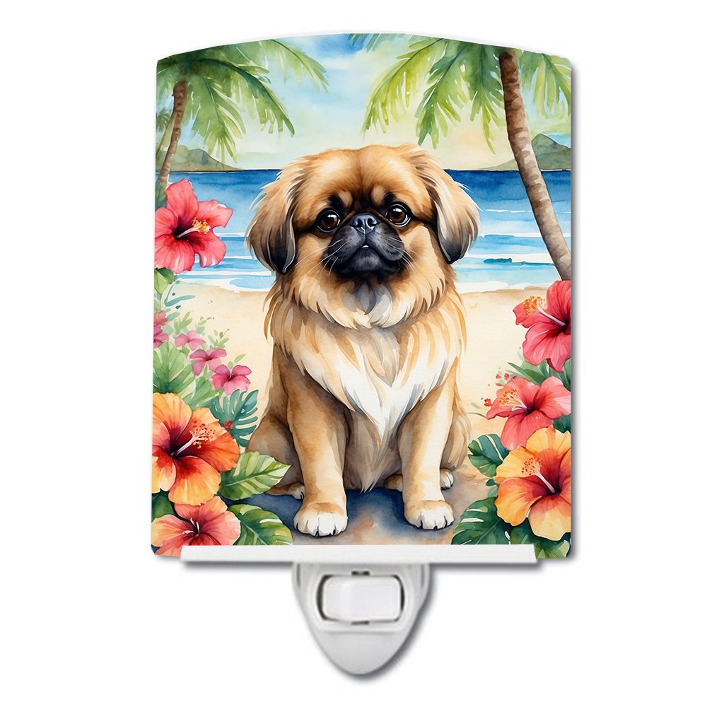 NEW Pekingese Luau Ceramic Night Light Compact, UL-Certified, Ideal for Bedroom, Bathroom, Nursery, Hallway, Kitchen, 6x4x3, Mul