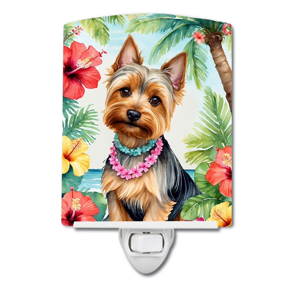 NEW Silky Terrier Luau Ceramic Night Light Compact, UL-Certified, Ideal for Bedroom, Bathroom, Nursery, Hallway, Kitchen, 6x4x3,
