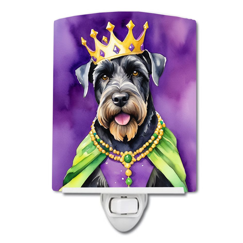 NEW Giant Schnauzer King of Mardi Gras Ceramic Night Light Compact, UL-Certified, Ideal for Bedroom, Bathroom, Nursery, Hallway,