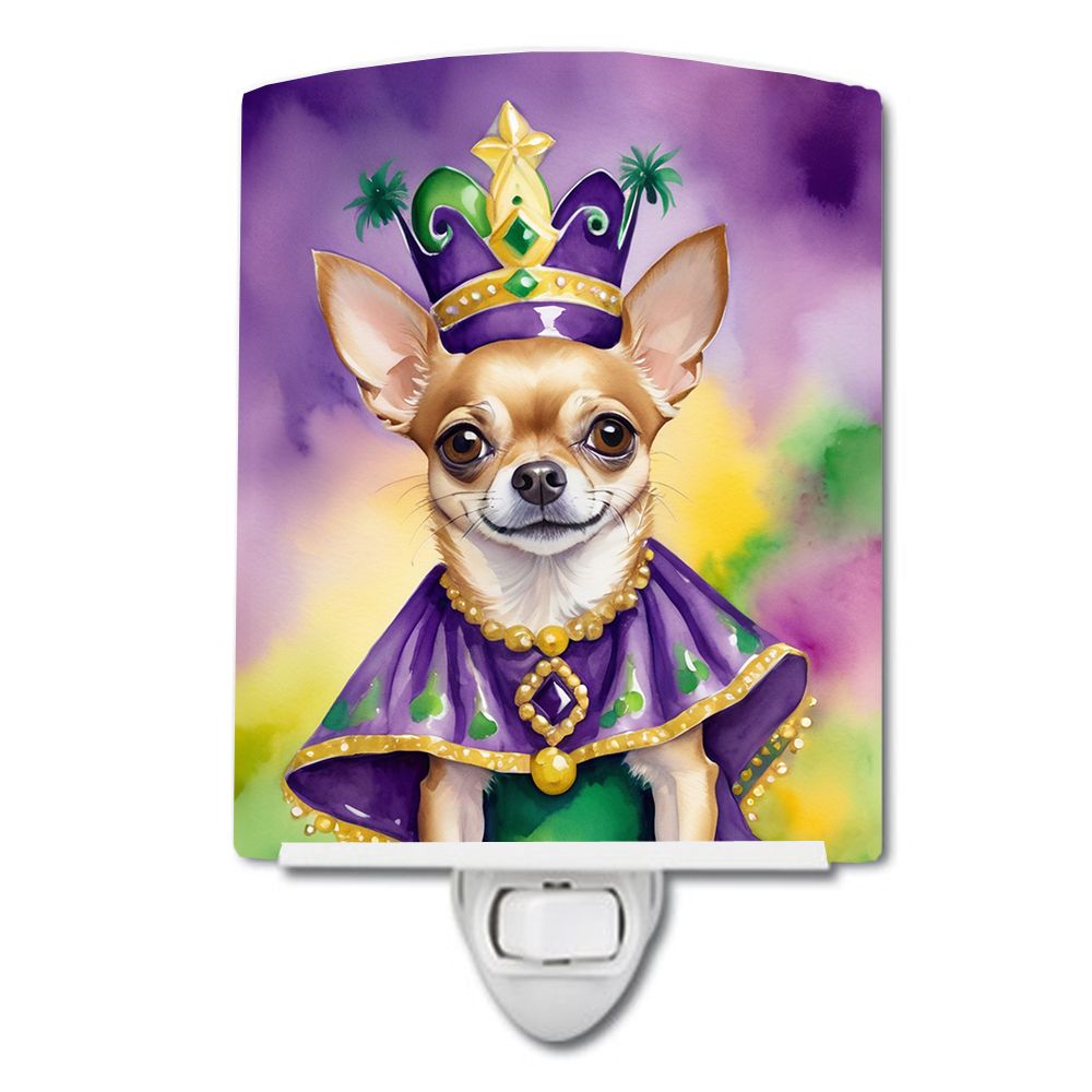 NEW Chihuahua King of Mardi Gras Ceramic Night Light Compact, UL-Certified, Ideal for Bedroom, Bathroom, Nursery, Hallway, Kitch